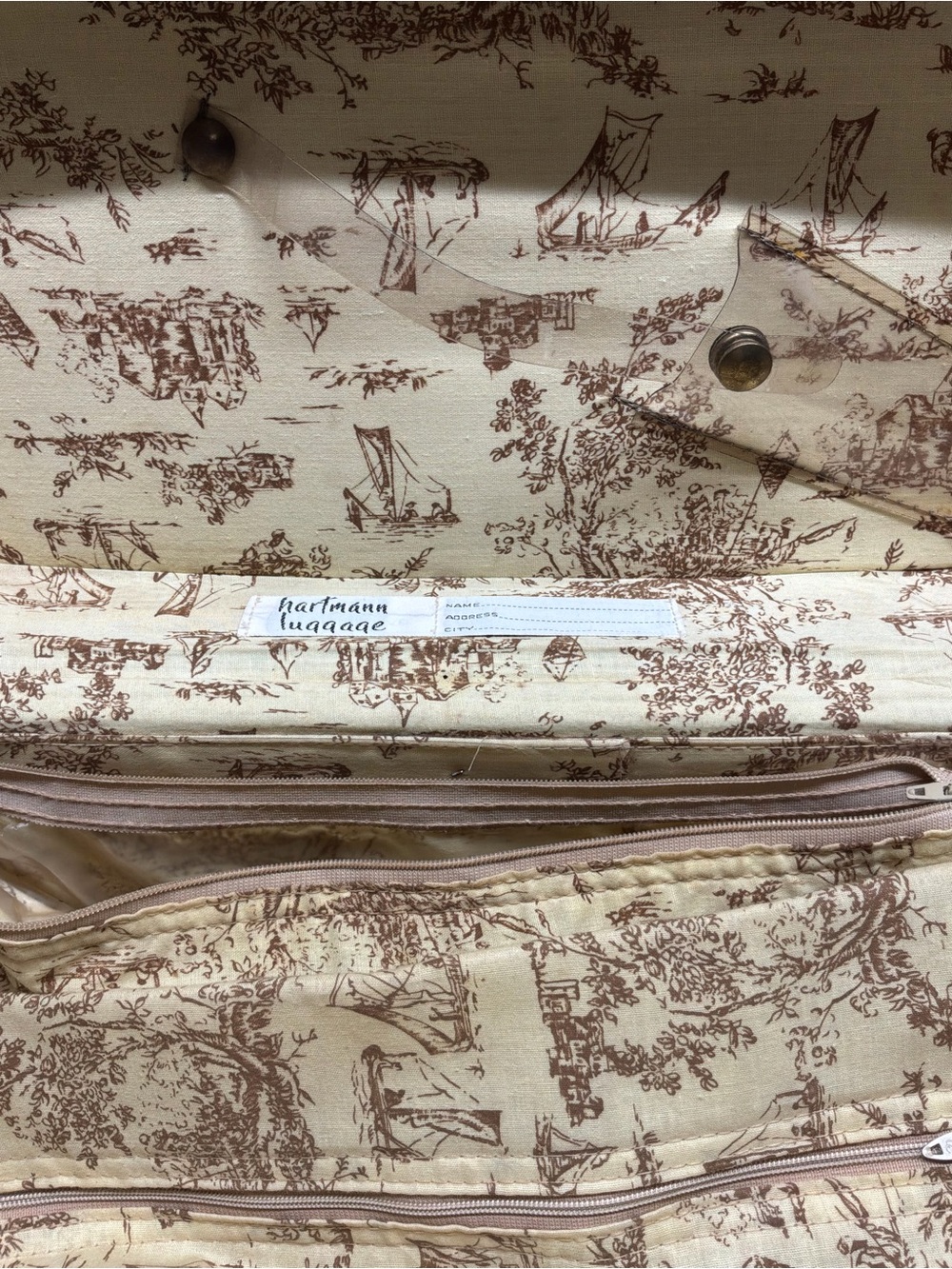 Vintage Hartmann Tweed Travel Train Case with Leather Trim 2 Zip Pouches Inside - Picture 9 of 16